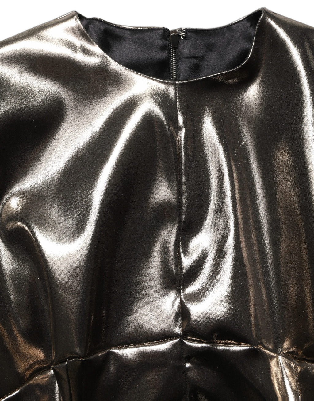 Dolce & Gabbana Maxikleid aus Polyester mit Metallic-Gold-Effekt und langen Ärmeln
