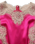 Dolce & Gabbana Fuchsia Pink Spitzen-Detail A-Linien-Midikleid