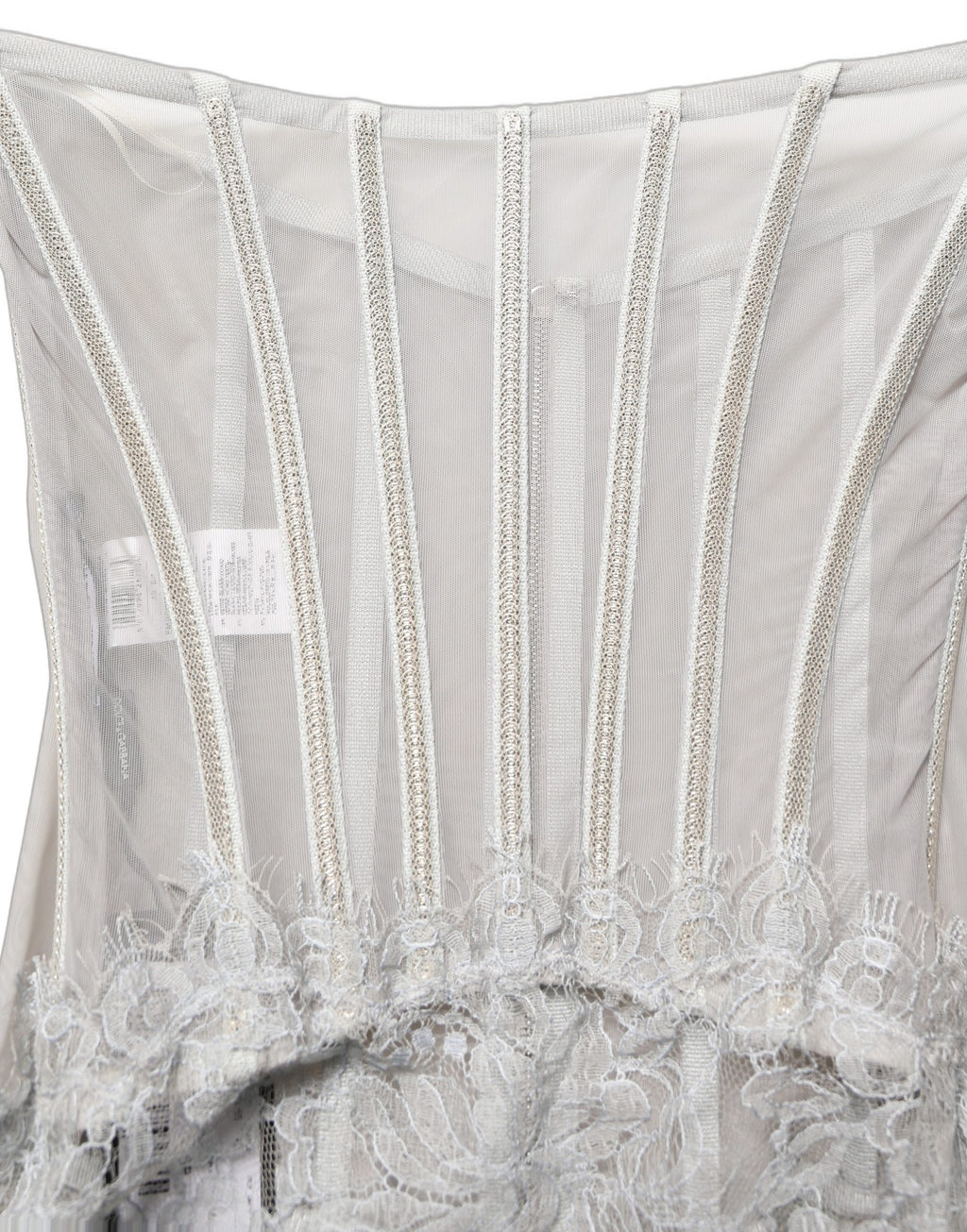 Dolce & Gabbana Graues Spitzenkorsett-Maxikleid