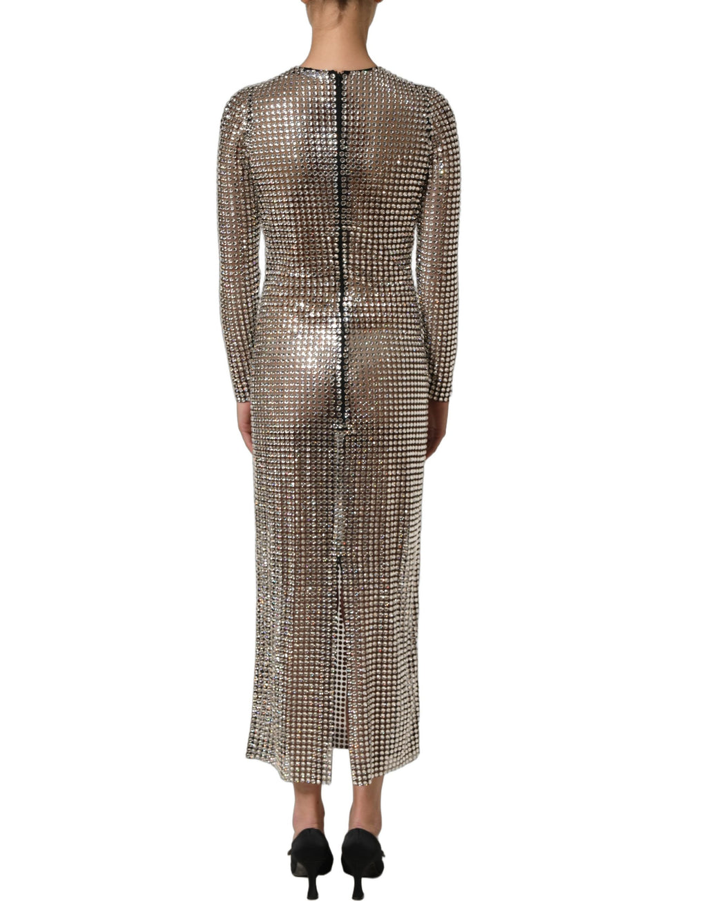 Dolce & Gabbana Langes Abendkleid mit Kristallverzierung in Beige