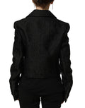 Dolce & Gabbana Schwarze Biker-Blousonjacke aus Blumenbrokat