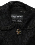 Dolce & Gabbana Schwarzer Mantel aus Guipure-Spitze mit Verzierungen