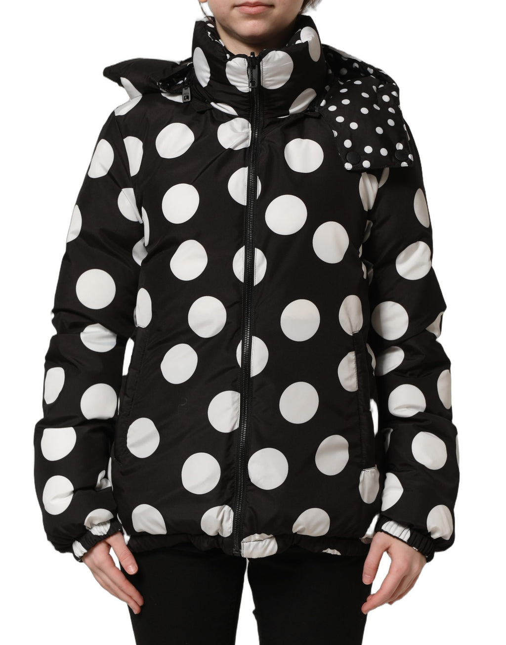 Dolce & Gabbana Kapuzenblousonjacke mit schwarz-weißen Polka Dots