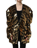 Dolce & Gabbana Blazerjacke mit schwarzen und goldenen Pailletten im Tiger-Streifen-Design