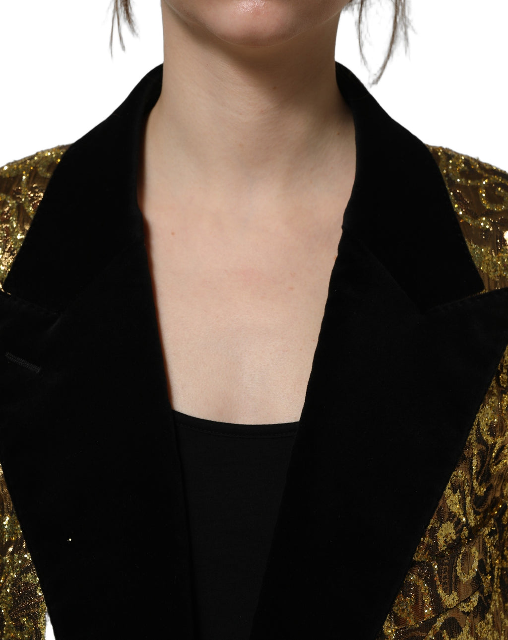 Dolce & Gabbana Goldfarbener Woll-Trenchcoat im Jacquard-Dessin mit Blumenmuster