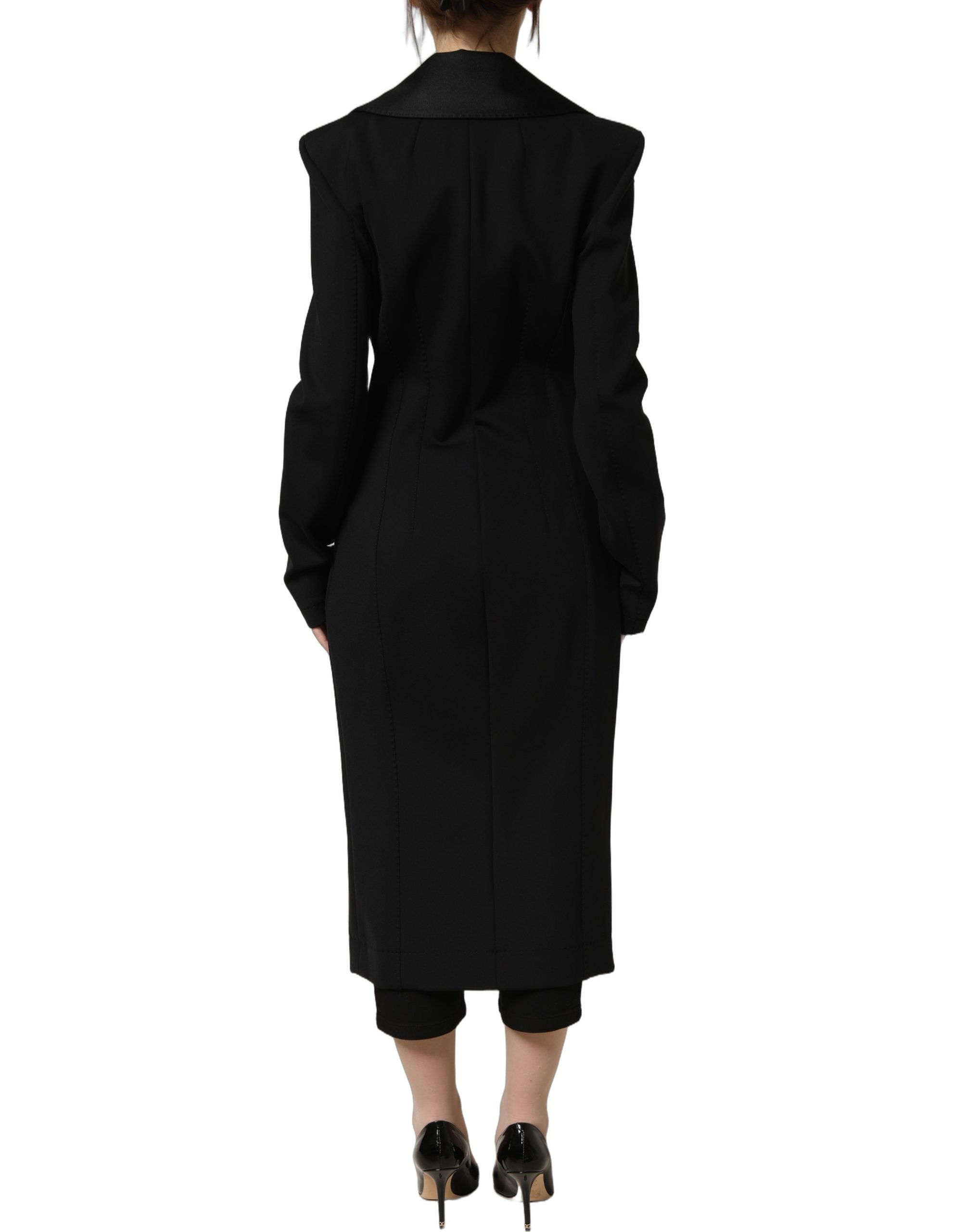 Dolce & Gabbana Schwarzer doppelreihiger Mantel aus Nylon