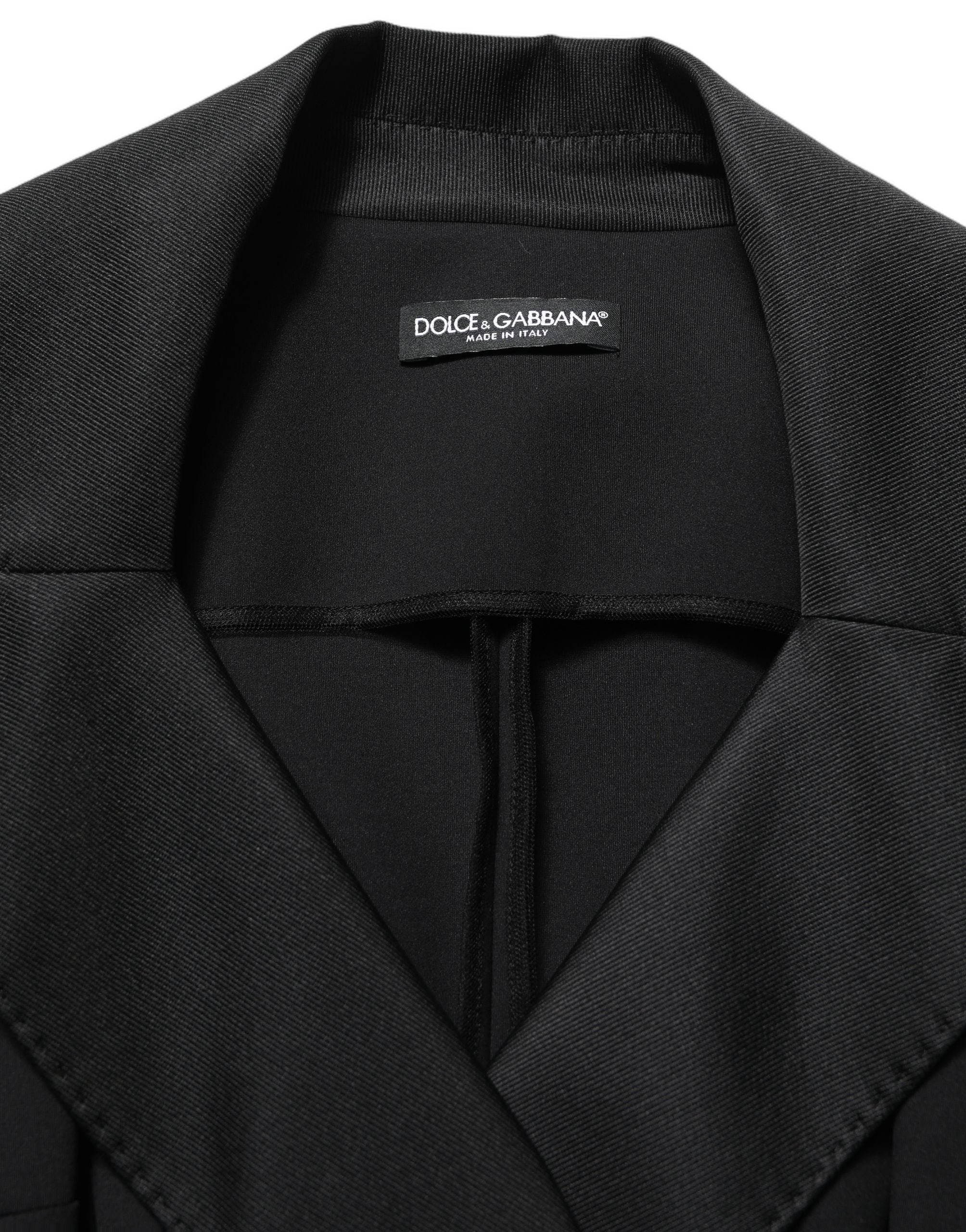 Dolce & Gabbana Schwarzer doppelreihiger Mantel aus Nylon