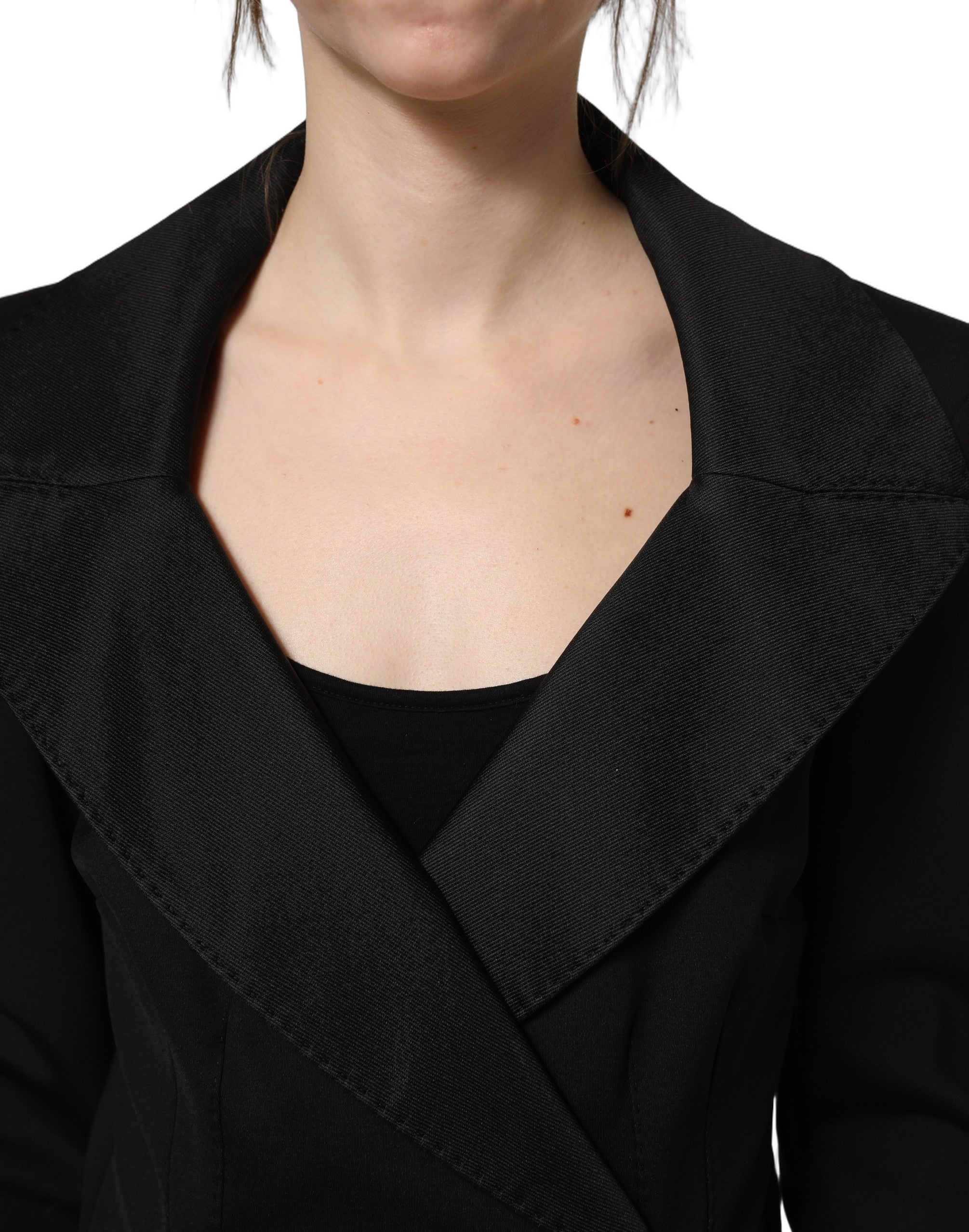 Dolce & Gabbana Schwarzer doppelreihiger Mantel aus Nylon