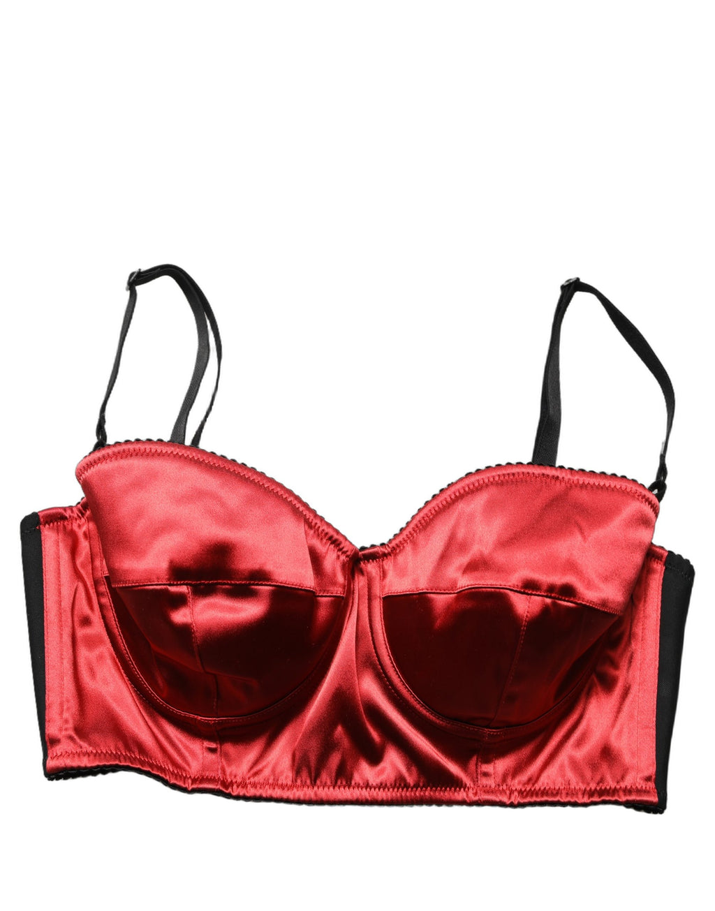 Dolce & Gabbana Rotes Bustier-Top aus Polyester-Satin, Cropped