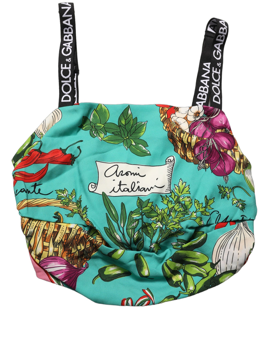 Dolce & Gabbana Mehrfarbiges Seiden-Crop-Top mit Gemüseprint