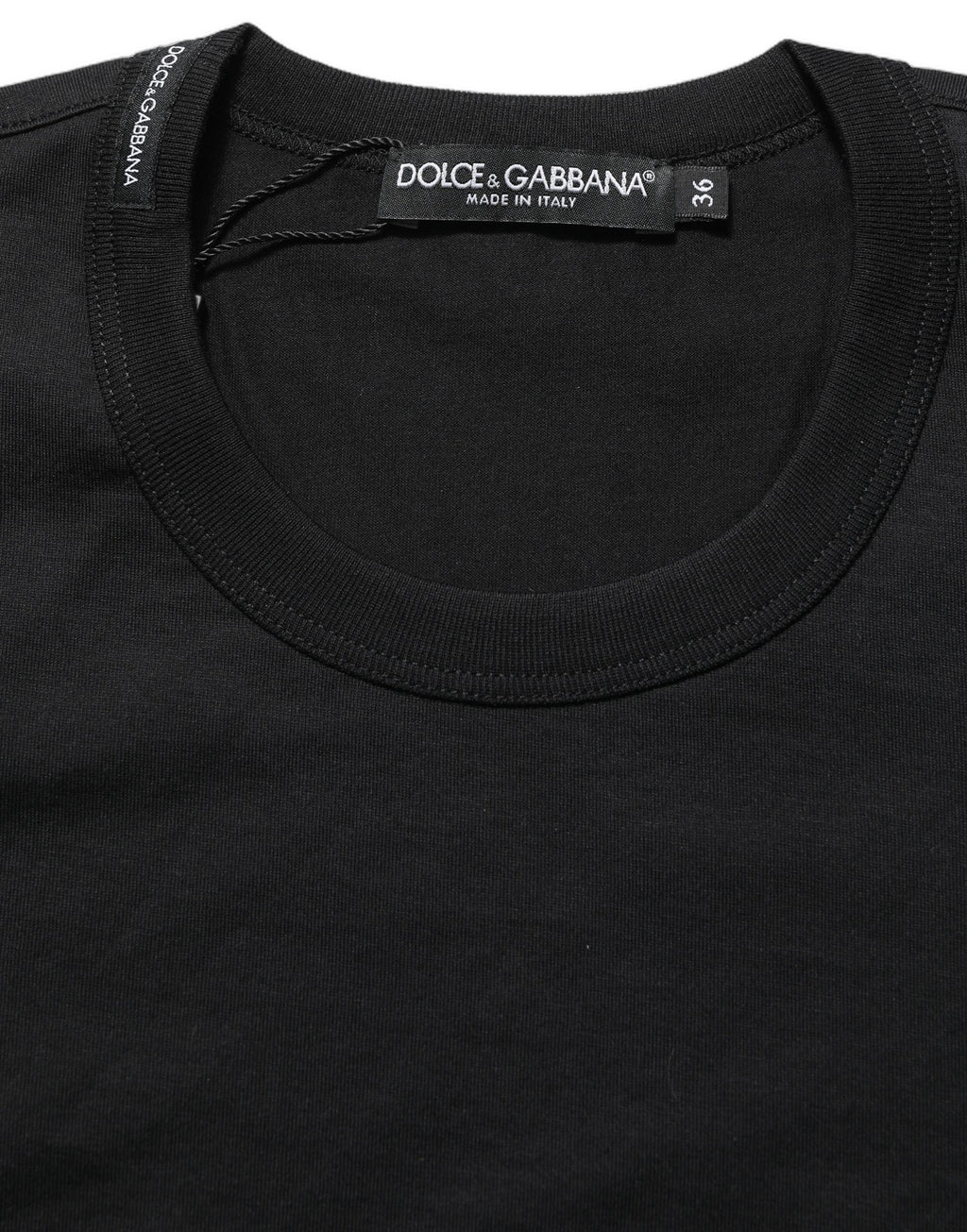 Dolce & Gabbana Schwarzes Baumwoll-T-Shirt mit kurzen Ärmeln und Rundhalsausschnitt