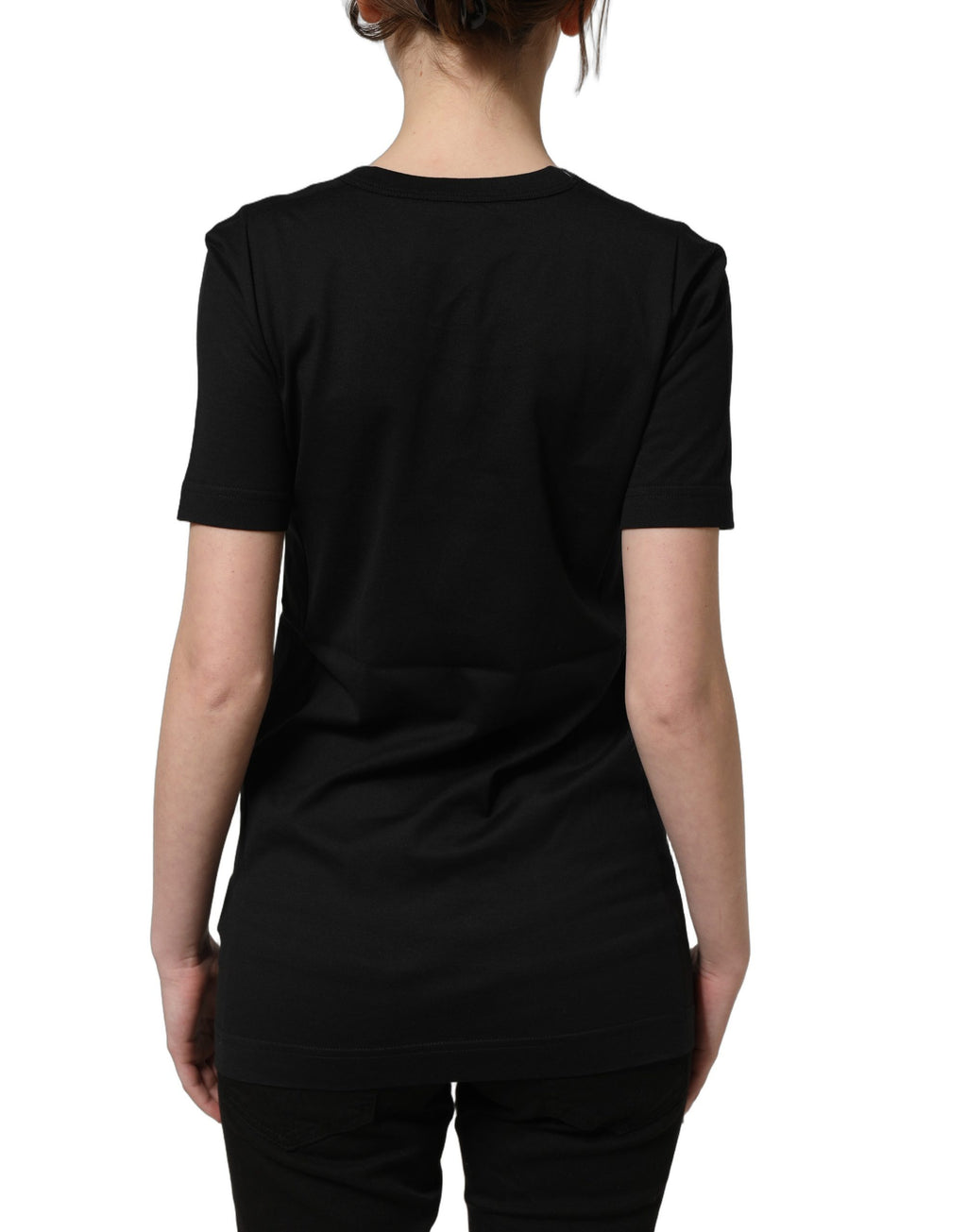 Dolce & Gabbana Schwarzes Baumwoll-T-Shirt mit kurzen Ärmeln und Rundhalsausschnitt