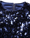 Dolce & Gabbana Blaues Pailletten-Crop-Top mit langen Ärmeln