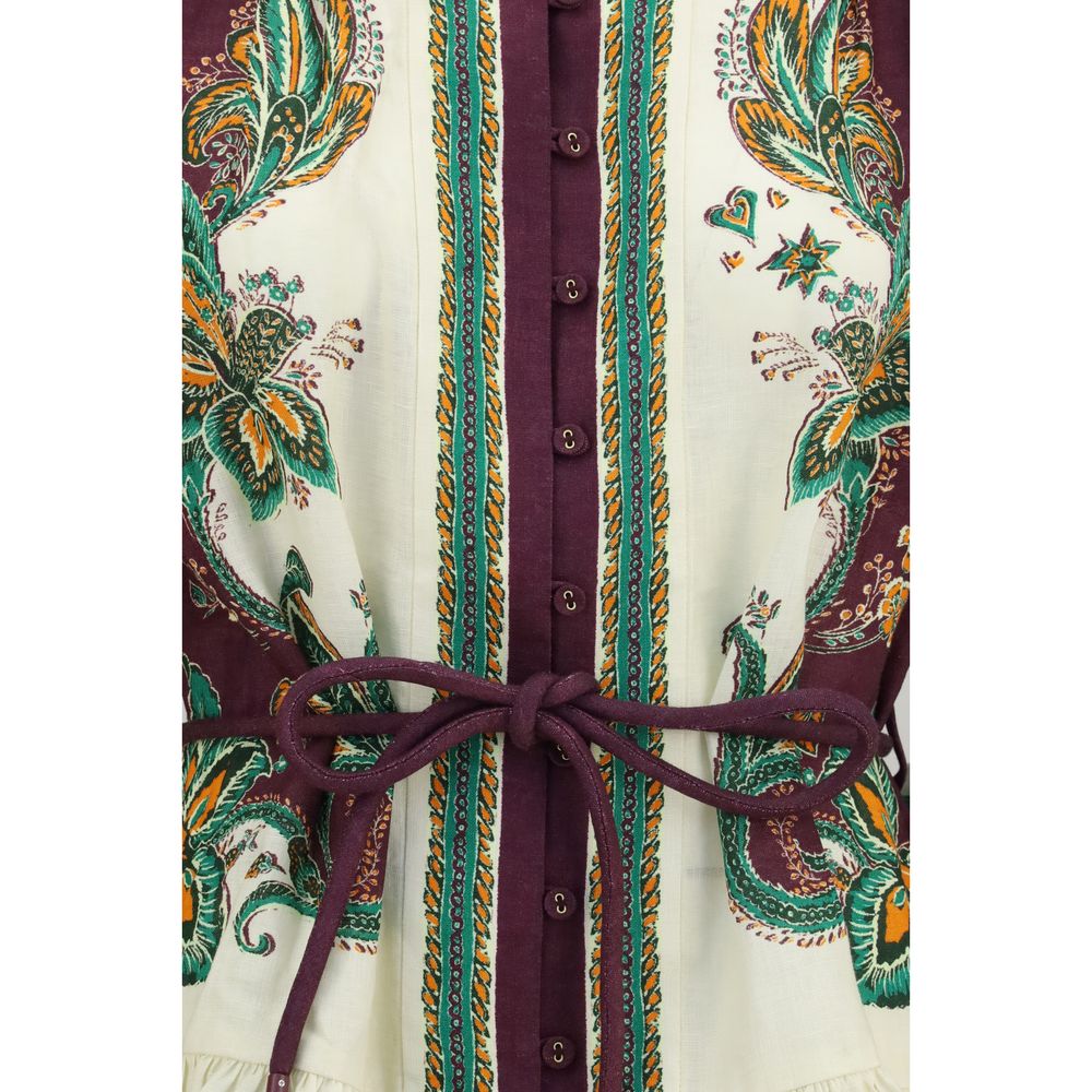 Alemais Mehrfarbiges Leinen-Freizeitkleid