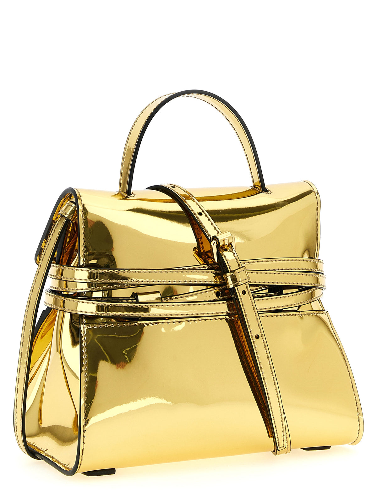 Moschino Goldene Polyethylen-Handtasche
