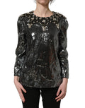 Dolce & Gabbana Graues Metallic-Pailletten-Blusenoberteil