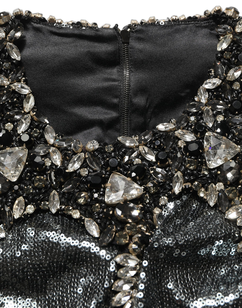 Dolce & Gabbana Graues Metallic-Pailletten-Blusenoberteil