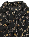 Dolce & Gabbana Seidenbluse mit schwarzem Schlüssel-Print und Schleifenkragen