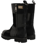 Dolce & Gabbana Schwarze Leder-Stiefeletten mit Patchwork-Optik