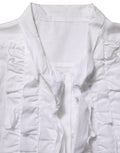 Dolce & Gabbana Weiße Bluse mit Rüschen-Latz und langen Ärmeln