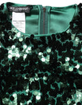 Dolce & Gabbana Grünes Crop-Top mit Pailletten und langen Ärmeln