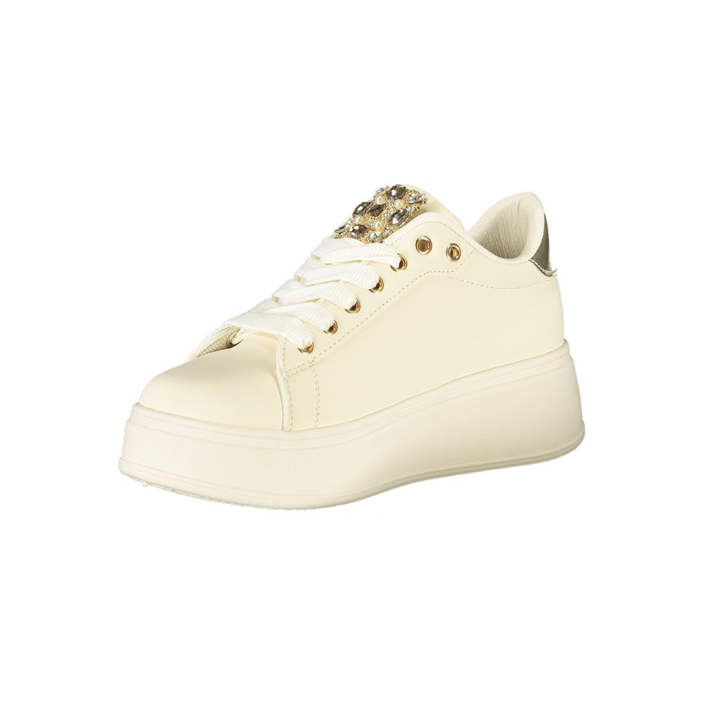 Laura Biagiotti Damen Sneaker aus Beige Polyurethan