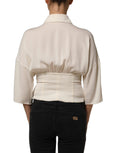 Dolce & Gabbana Weiße Bluse mit Ascot-Kragen und langen Ärmeln