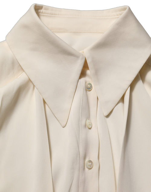 Dolce & Gabbana Weiße Bluse mit Ascot-Kragen und langen Ärmeln