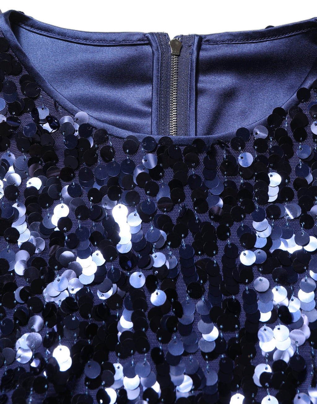 Dolce & Gabbana Blaues Pailletten-Crop-Top mit langen Ärmeln