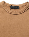 Dolce & Gabbana Kurzärmelige Cropped Bluse aus brauner Wolle