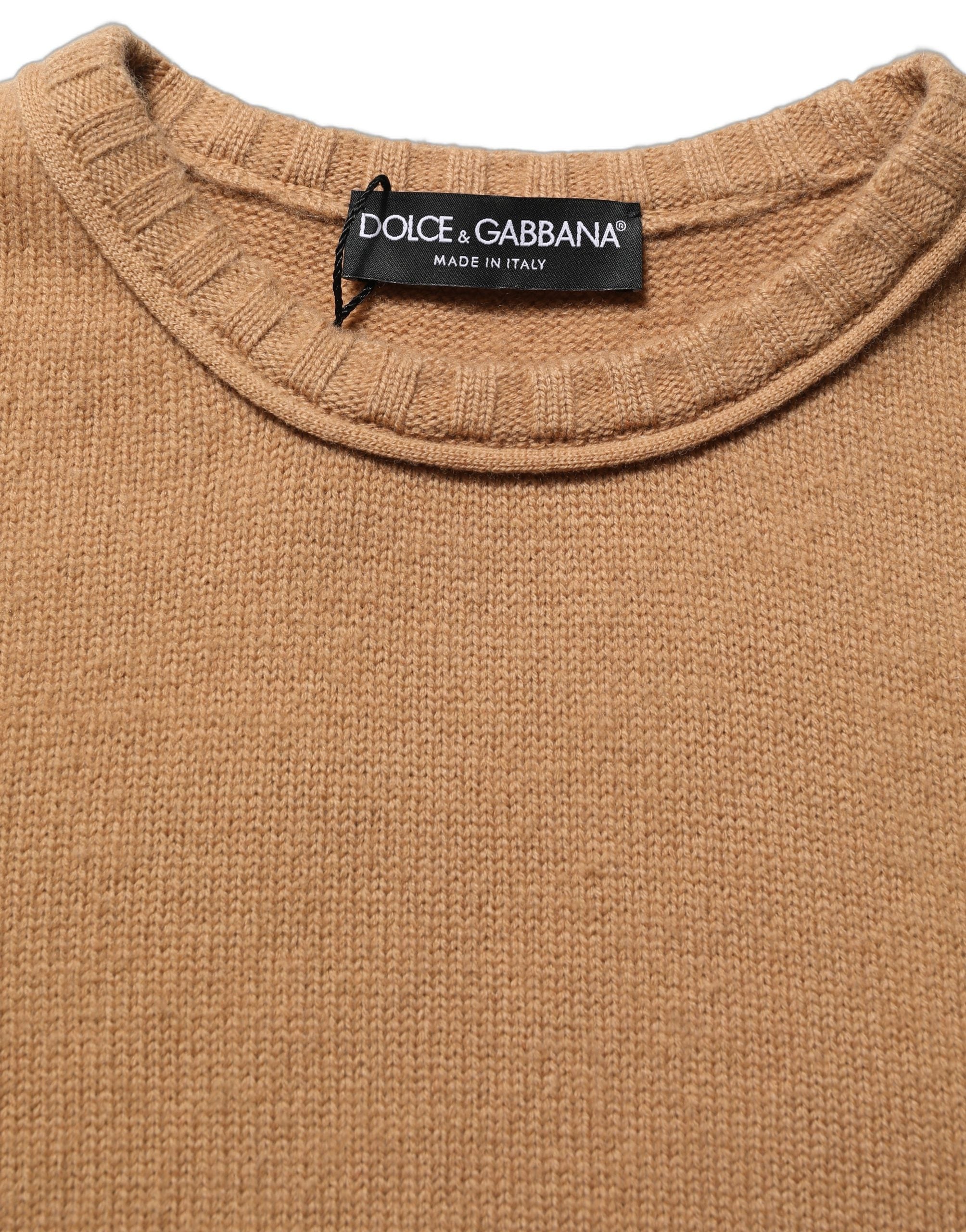 Dolce & Gabbana Kurzärmelige Cropped Bluse aus brauner Wolle