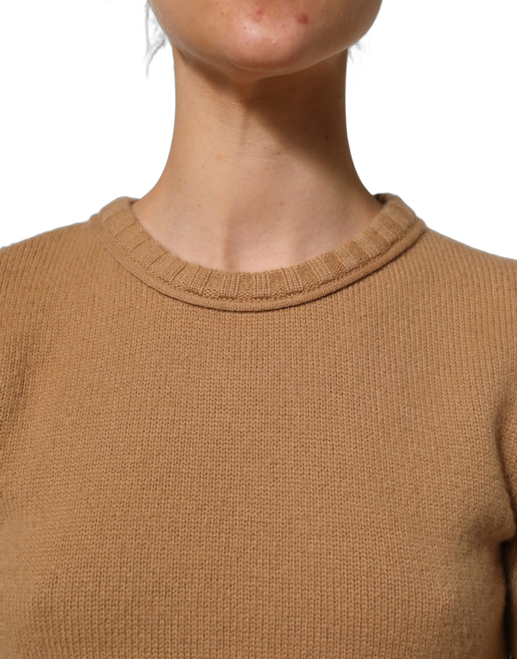 Dolce & Gabbana Kurzärmelige Cropped Bluse aus brauner Wolle