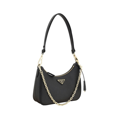 Prada Schwarze Bos Taurus Kalbsleder Schultertasche
