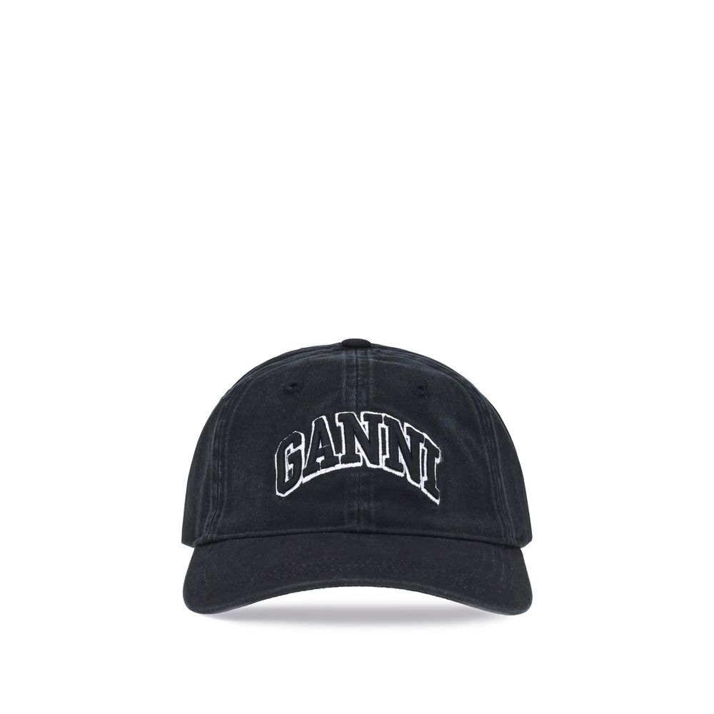 Ganni Schwarze Baumwollkappe (Baseball Cap)