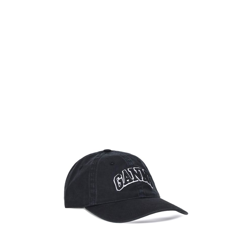 Ganni Schwarze Baumwollkappe (Baseball Cap)