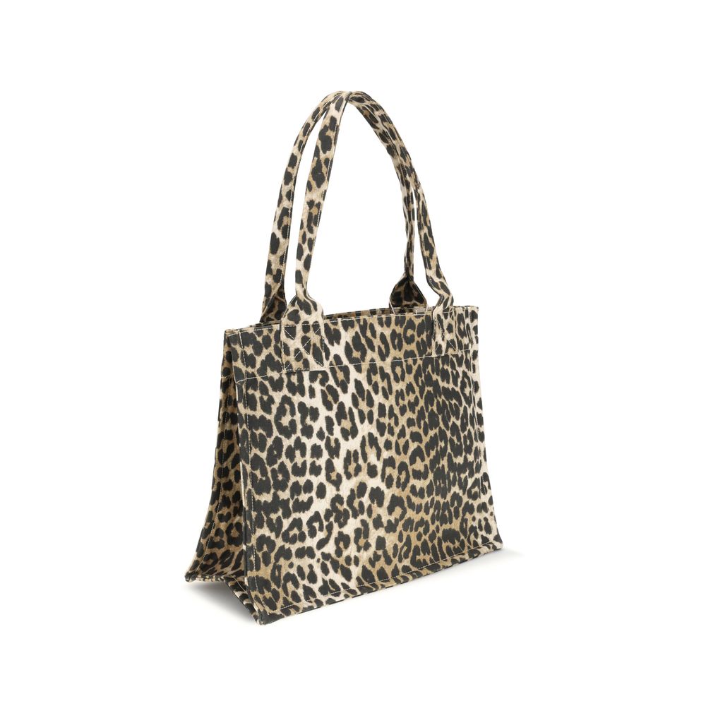 Ganni Braune Schultertasche aus recycelter Baumwolle