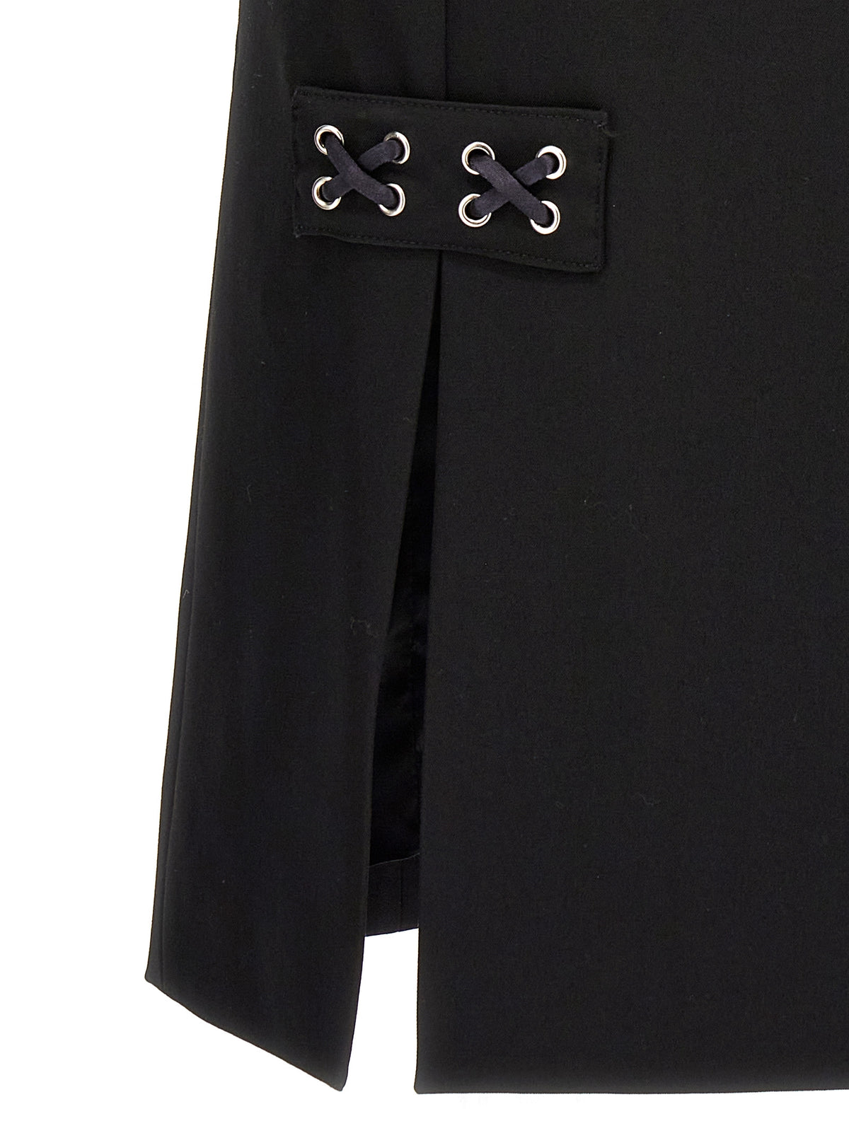Alessandra Rich Schwarzer Wollrock in Midi-Länge