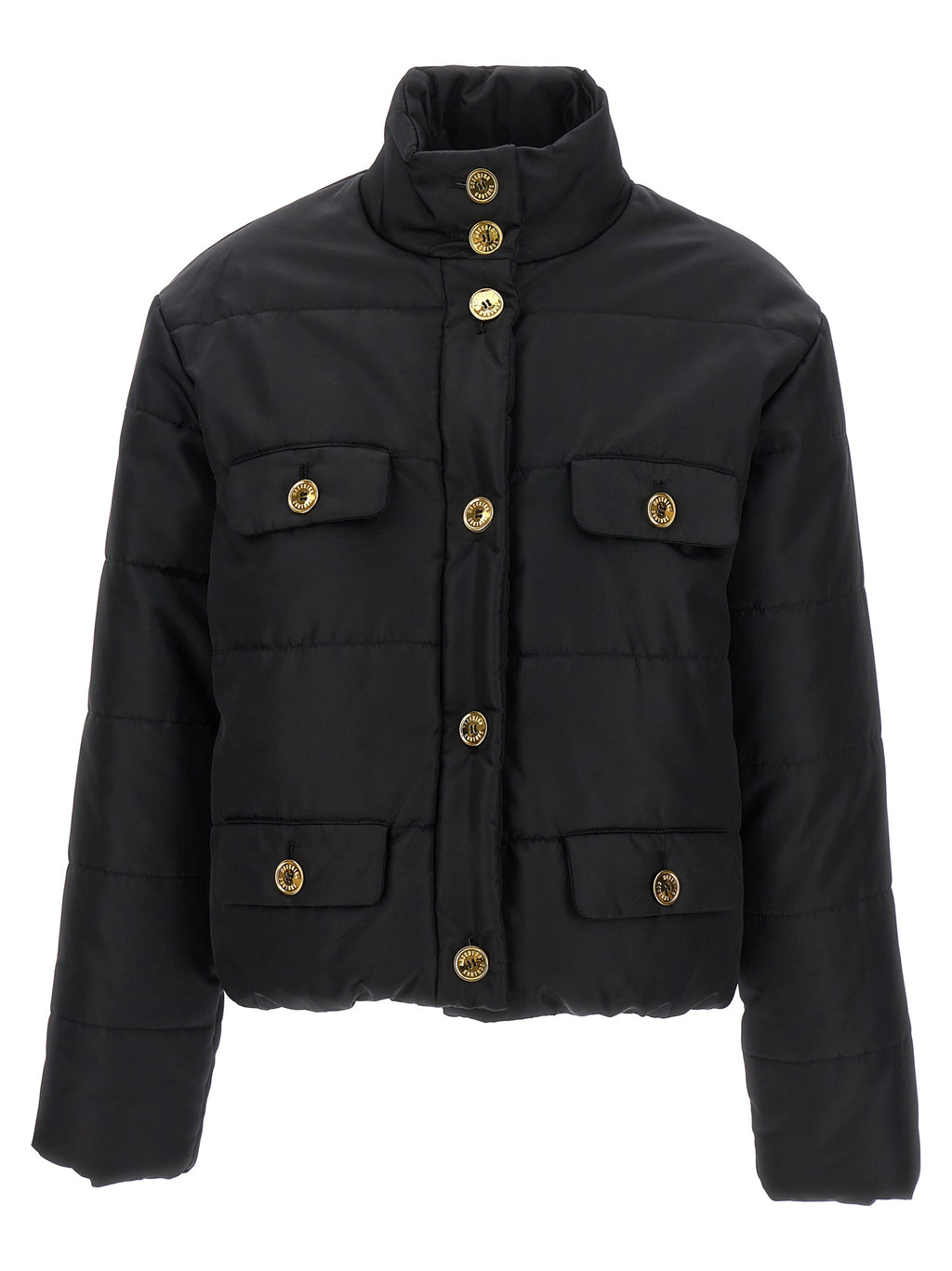 Moschino Schwarze Polyamid-Jacke in voller Länge