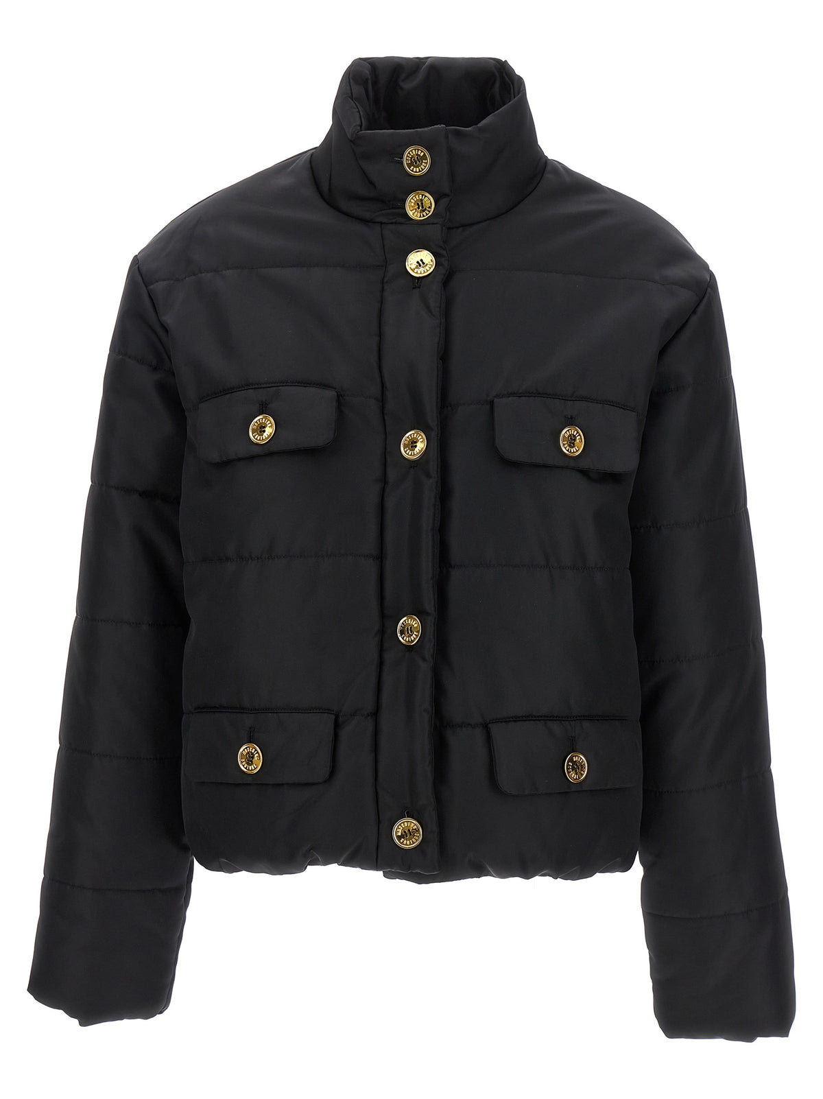Moschino Schwarze Polyamid-Jacke in voller Länge