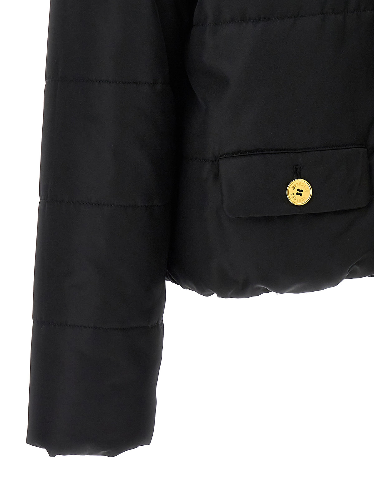 Moschino Schwarze Polyamid-Jacke in voller Länge