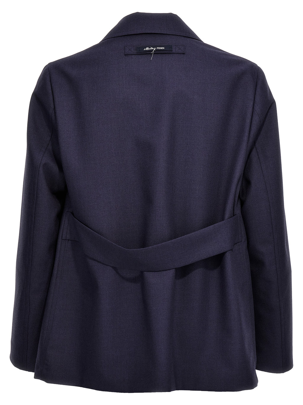 Fendi Blaue Jacke aus reiner Schurwolle in voller Länge