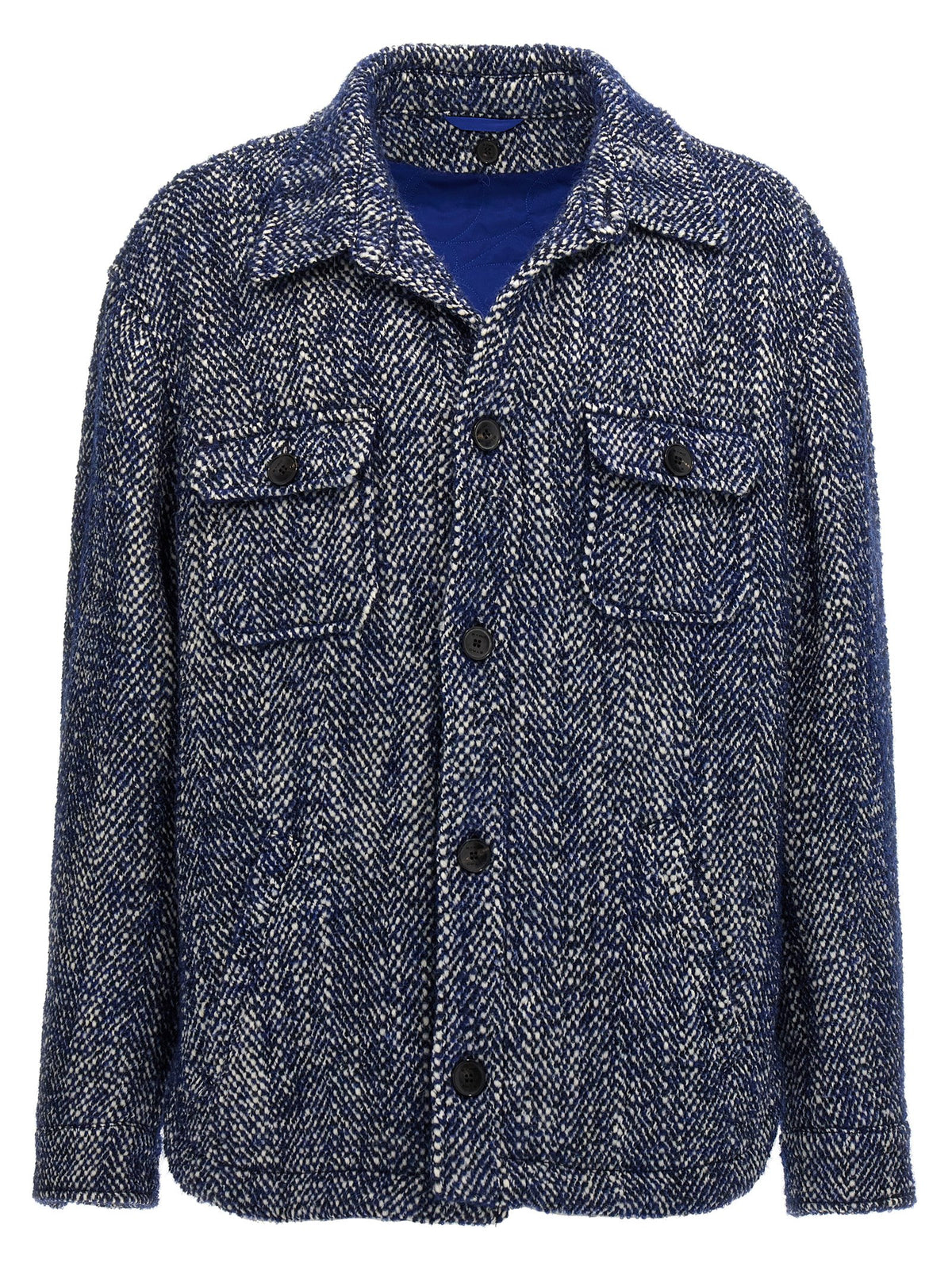 Etro Blaue Wolljacke in voller Länge