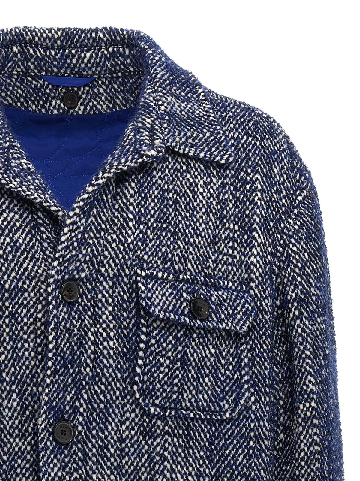 Etro Blaue Wolljacke in voller Länge