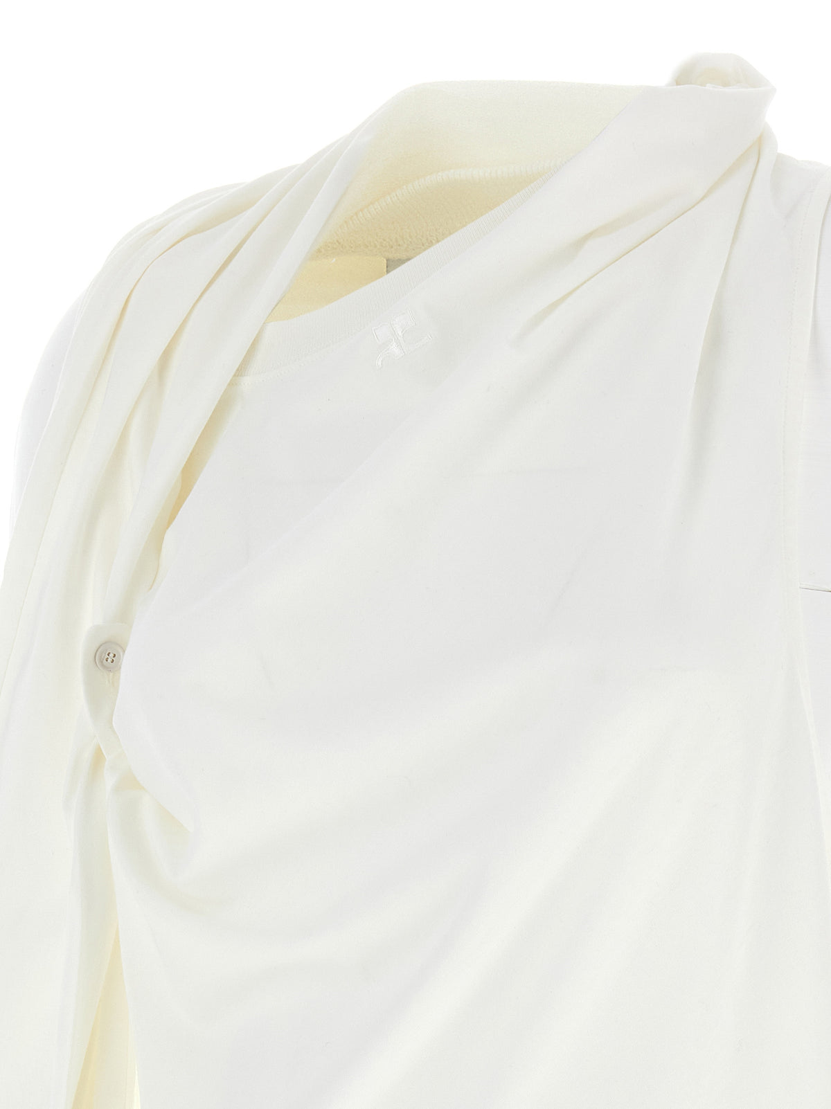Courrèges Weißes Langarm-T-Shirt aus Baumwolle