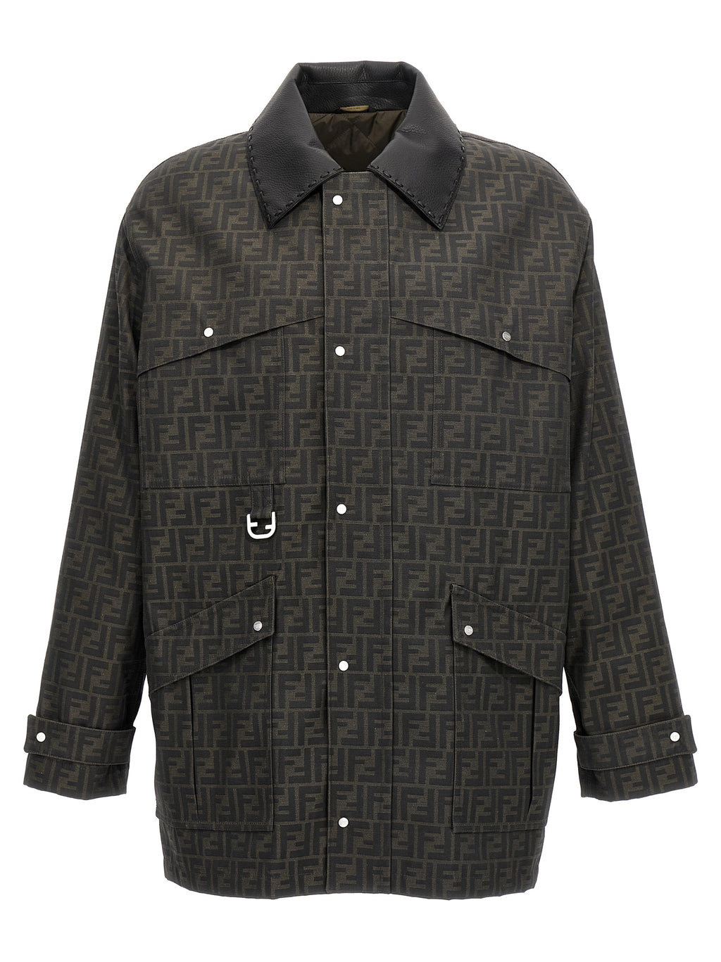 Fendi Braune Polyester-Jacke in voller Länge