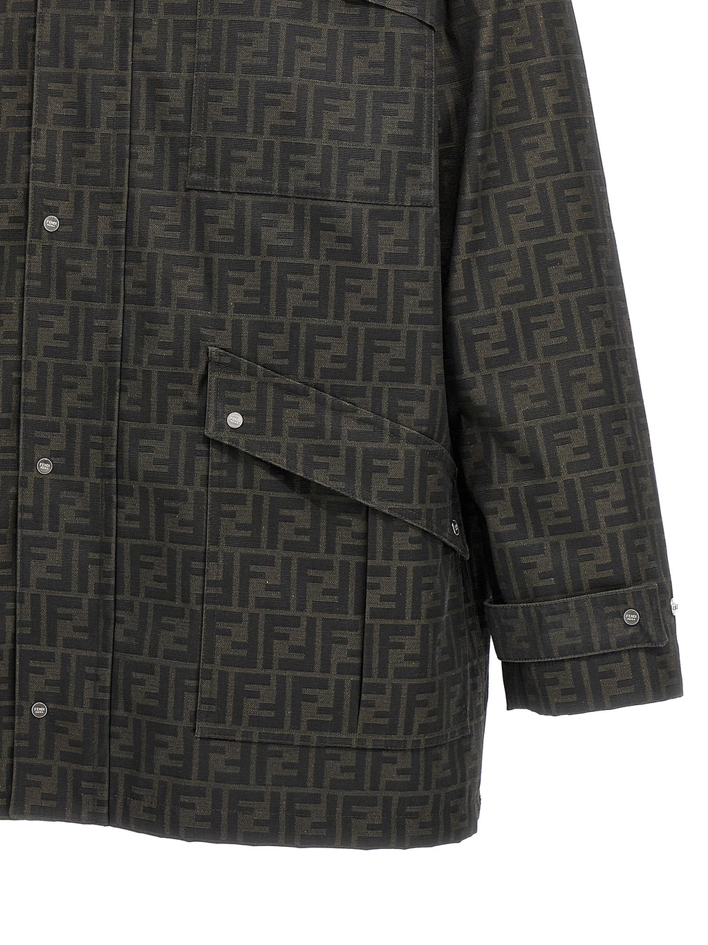 Fendi Braune Polyester-Jacke in voller Länge
