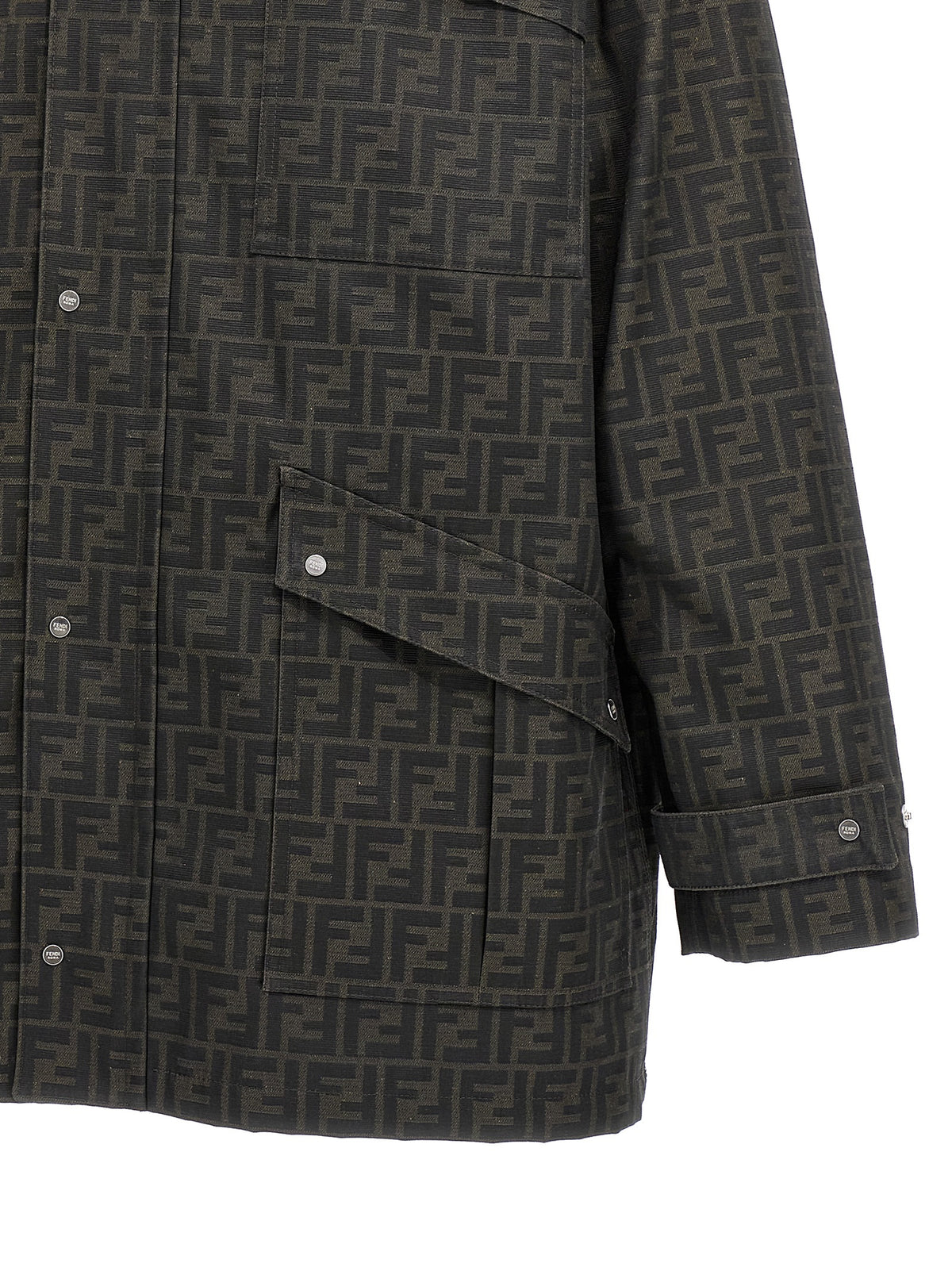 Fendi Braune Polyester-Jacke in voller Länge