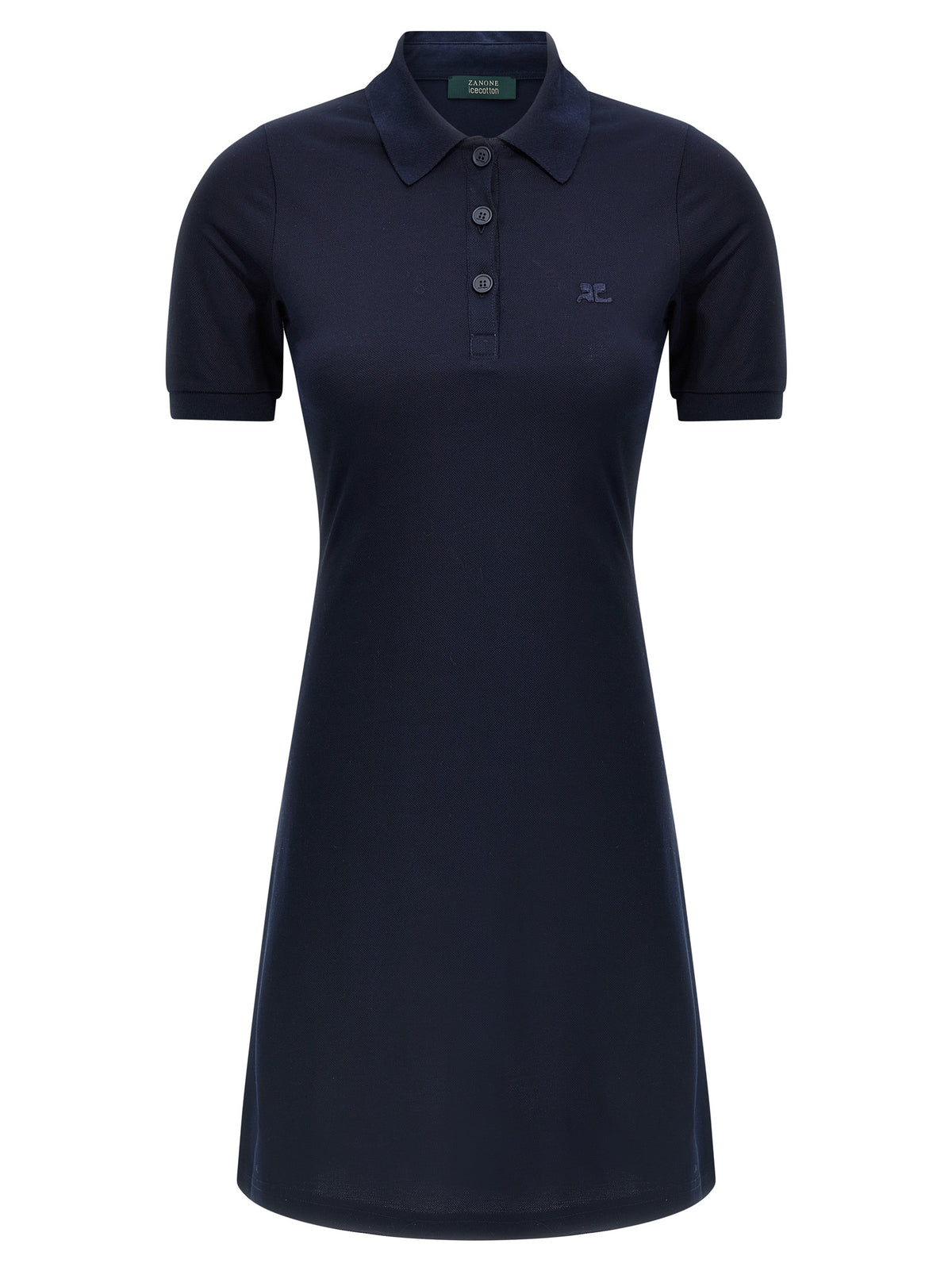 Courrèges Kurzes blaues Baumwollkleid