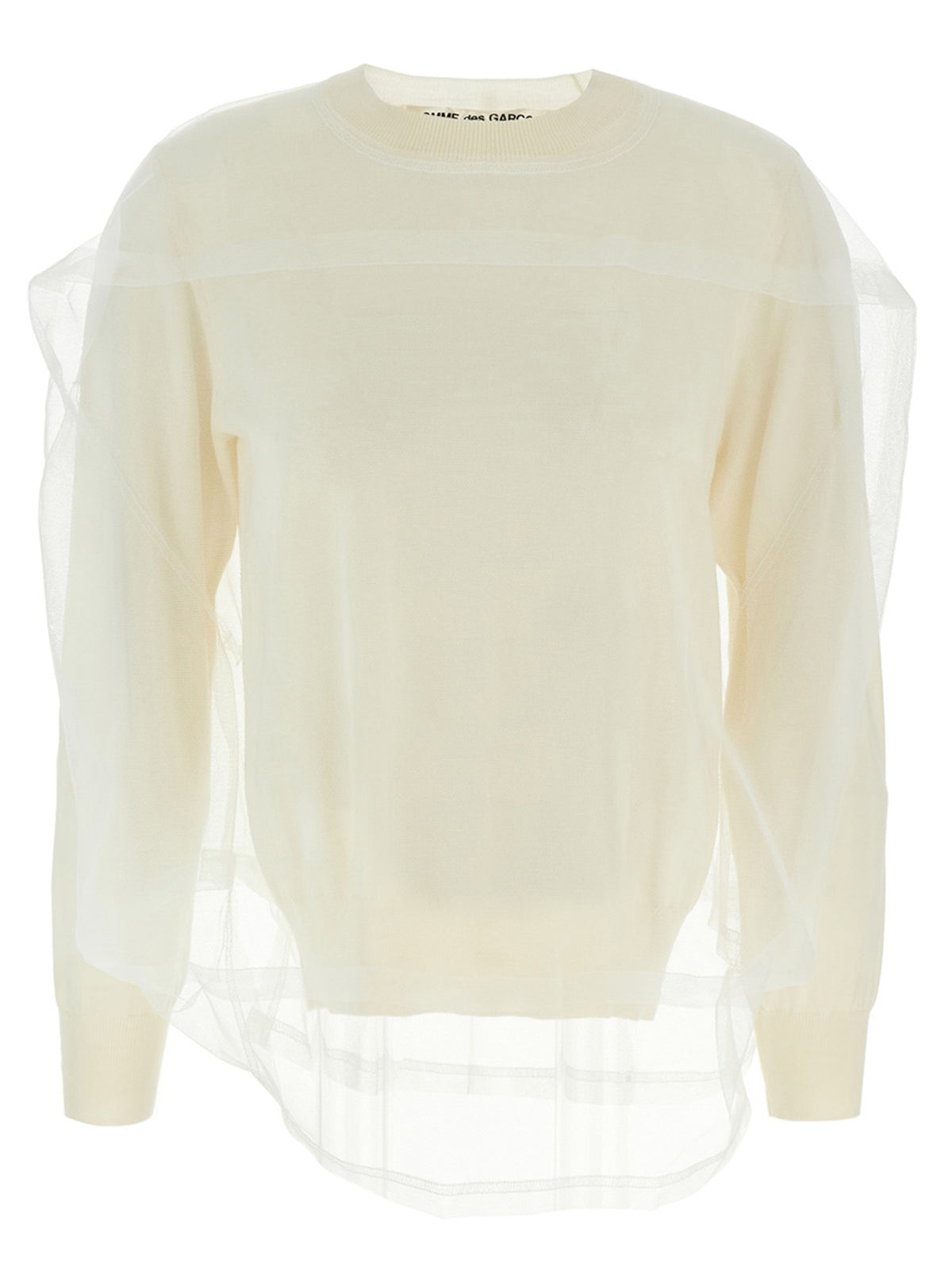 Comme Des Garçons Weiße Wollstrickjacke