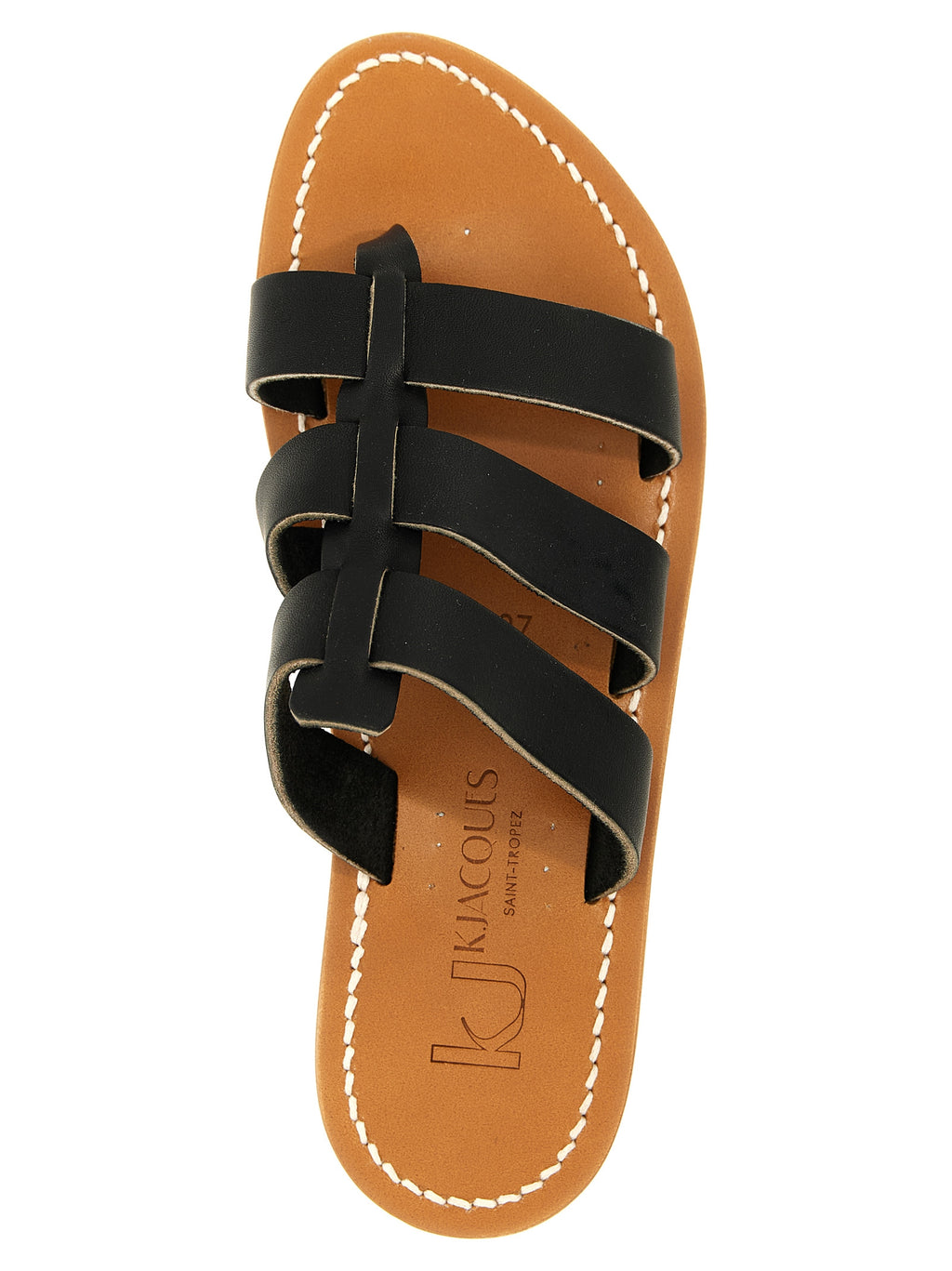 K.JACQUES SAINT TROPEZ Schwarze Kuhleder-Slipper